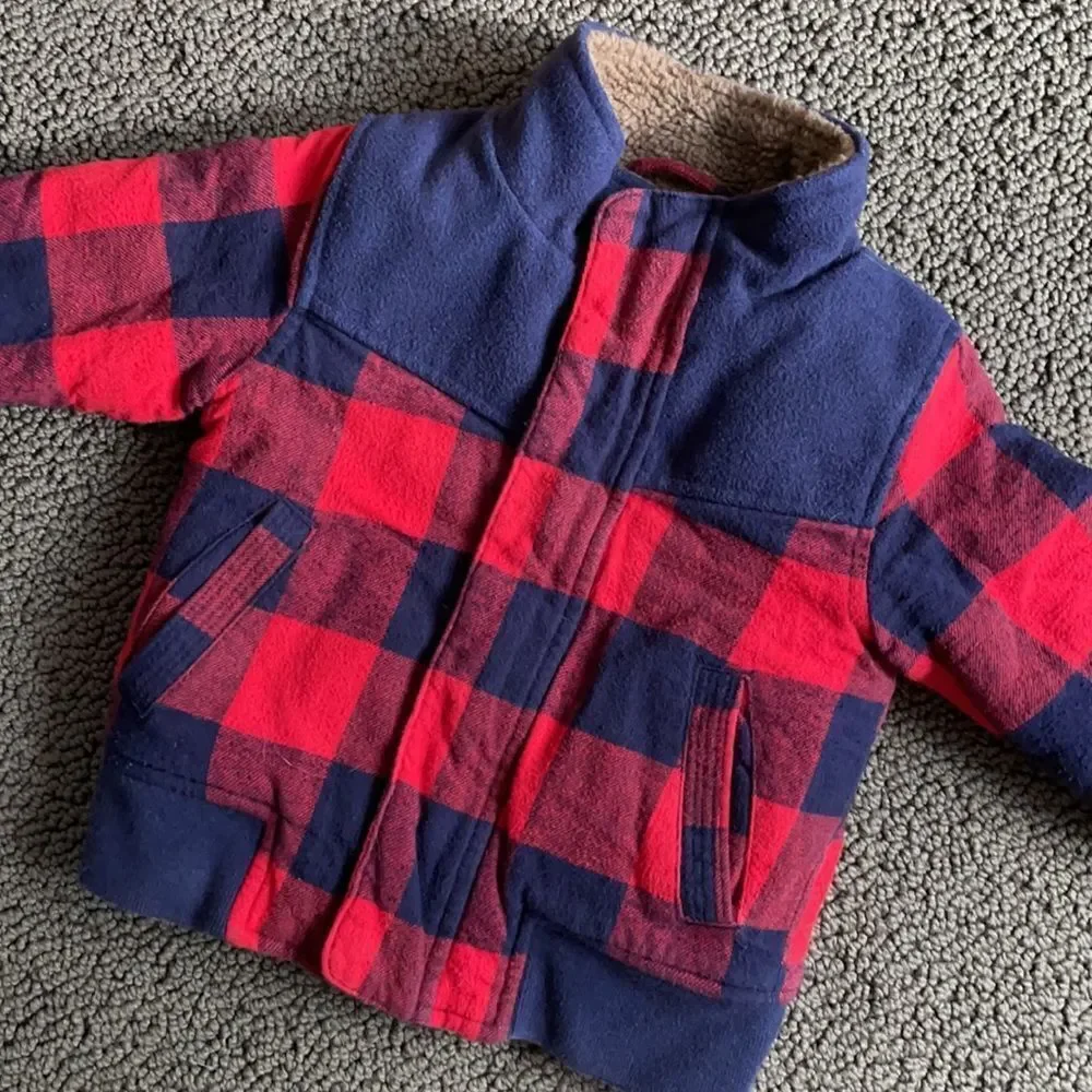 OshKosh 24 M Lined Buffalo Print Zip Jacket